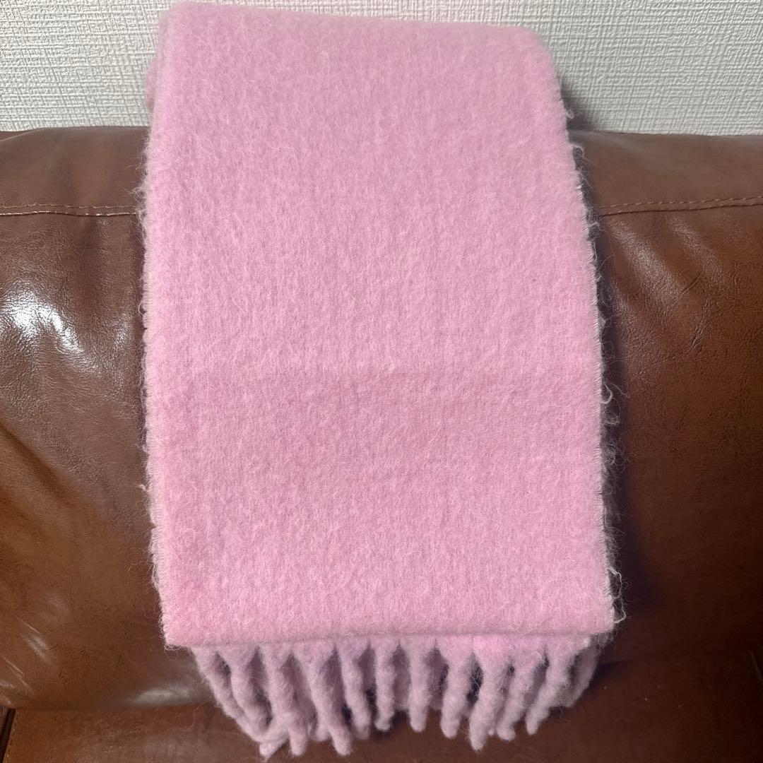Acne Studios ロゴラベルフリンジスカーフ マフラー ピンク　中町綾