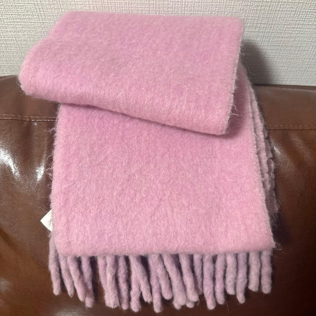 Acne Studios ロゴラベルフリンジスカーフ マフラー ピンク　中町綾