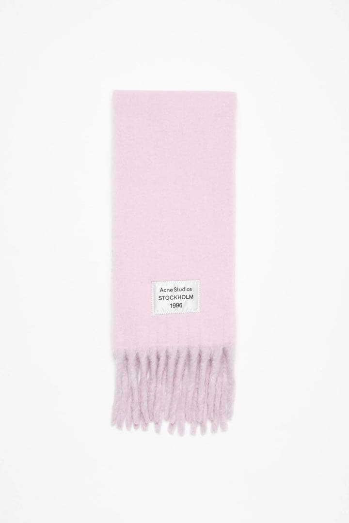 Acne Studios ロゴラベルフリンジスカーフ マフラー ピンク　中町綾