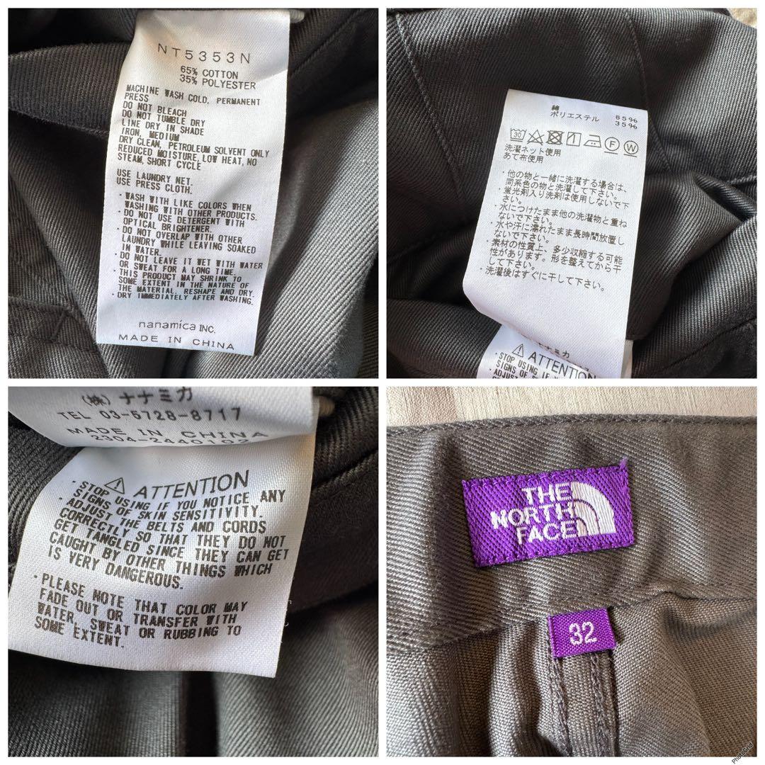 23AW TNF パープルレーベル チノカーゴ ポケット　フィールドパンツ 32