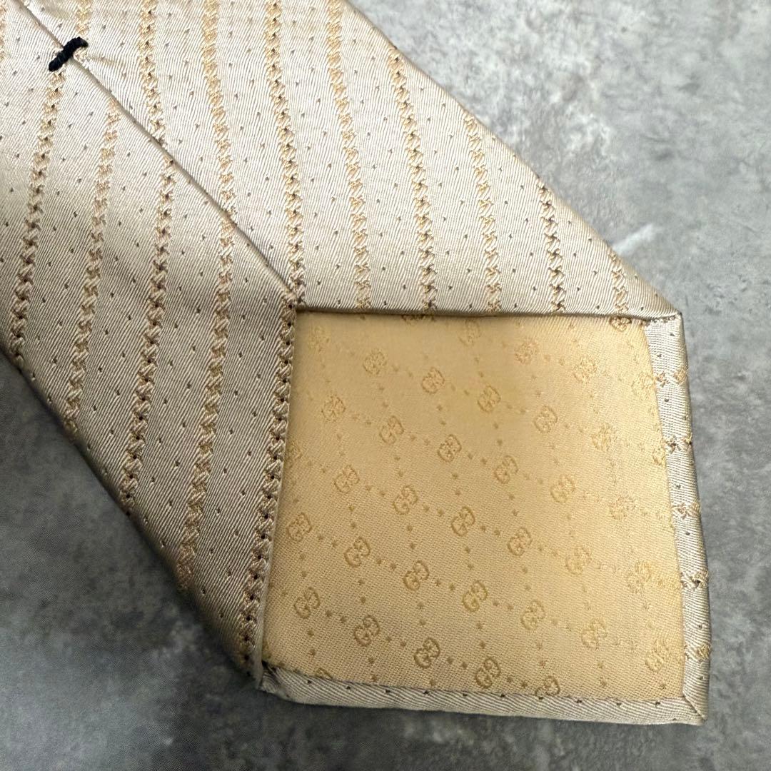 【✨極美品✨】GUCCI グッチ ネクタイ シルバー ストライプ シルク 結婚式