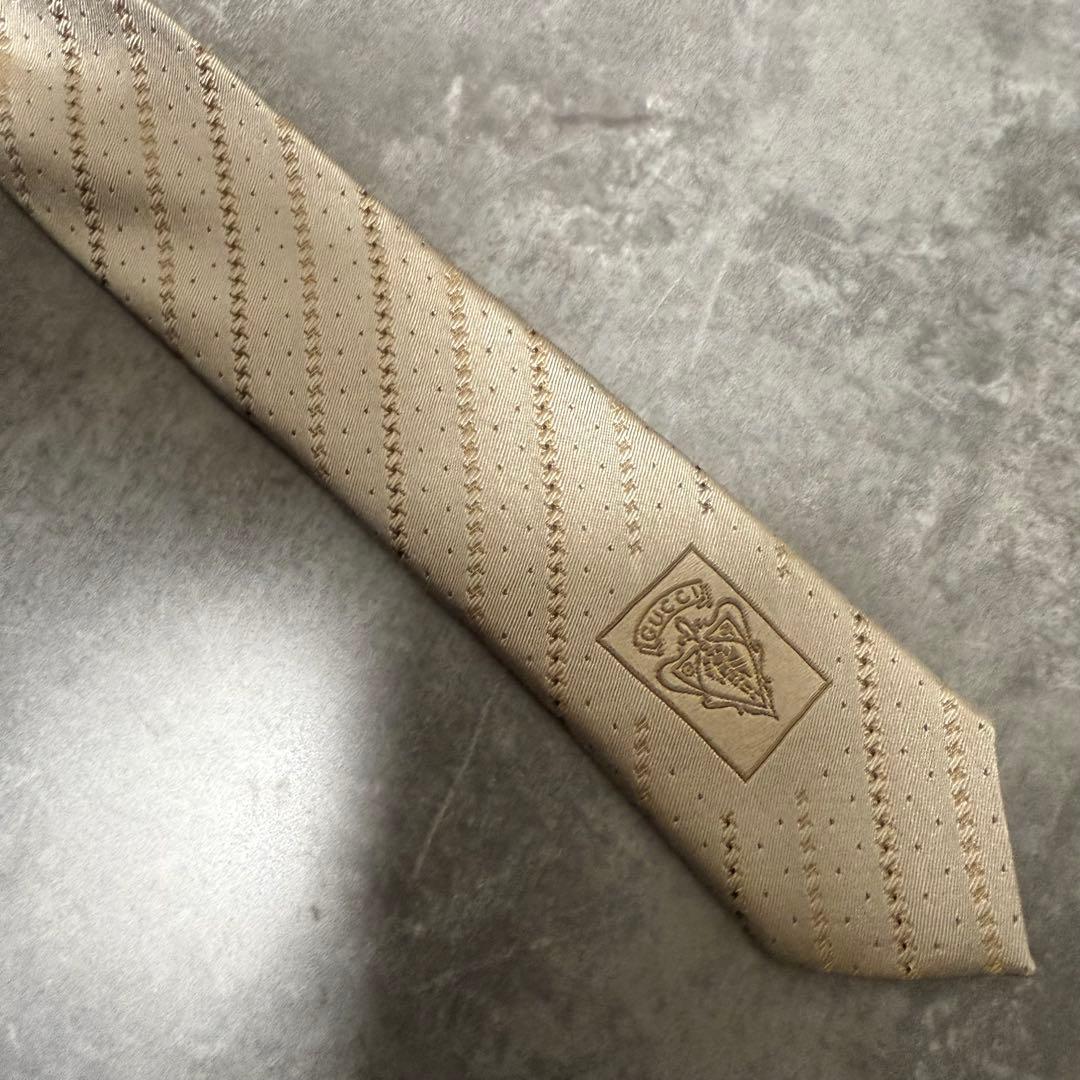 【✨極美品✨】GUCCI グッチ ネクタイ シルバー ストライプ シルク 結婚式