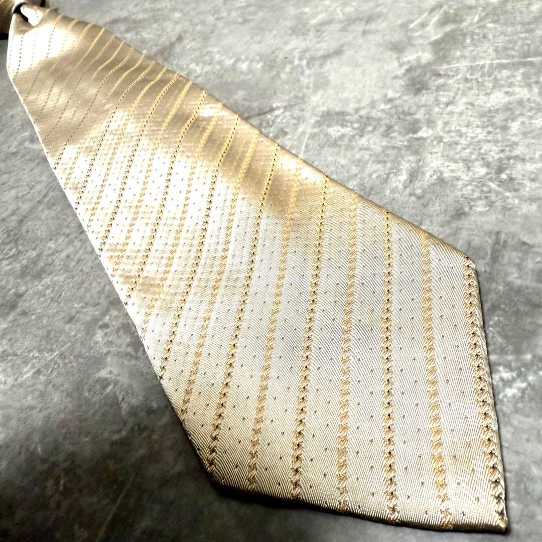 【✨極美品✨】GUCCI グッチ ネクタイ シルバー ストライプ シルク 結婚式