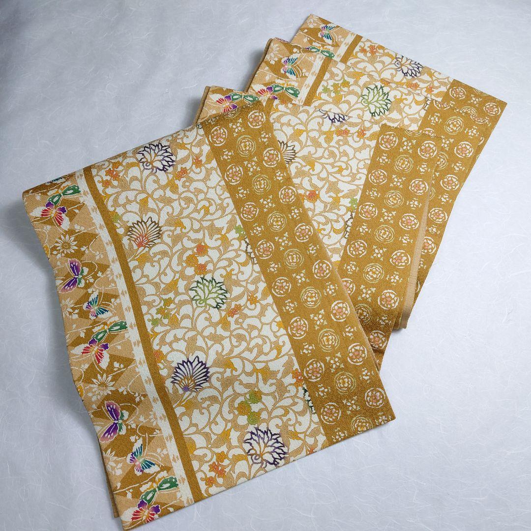 正絹 袋帯 全通柄 江戸紅型 びんがたそめ 洋唐草 逸品 美品