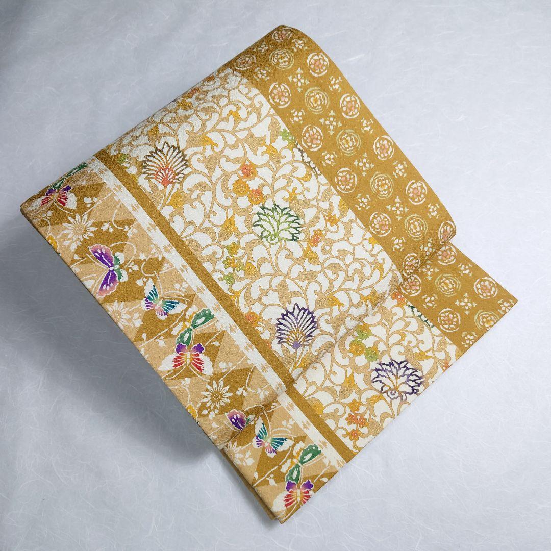 正絹 袋帯 全通柄 江戸紅型 びんがたそめ 洋唐草 逸品 美品