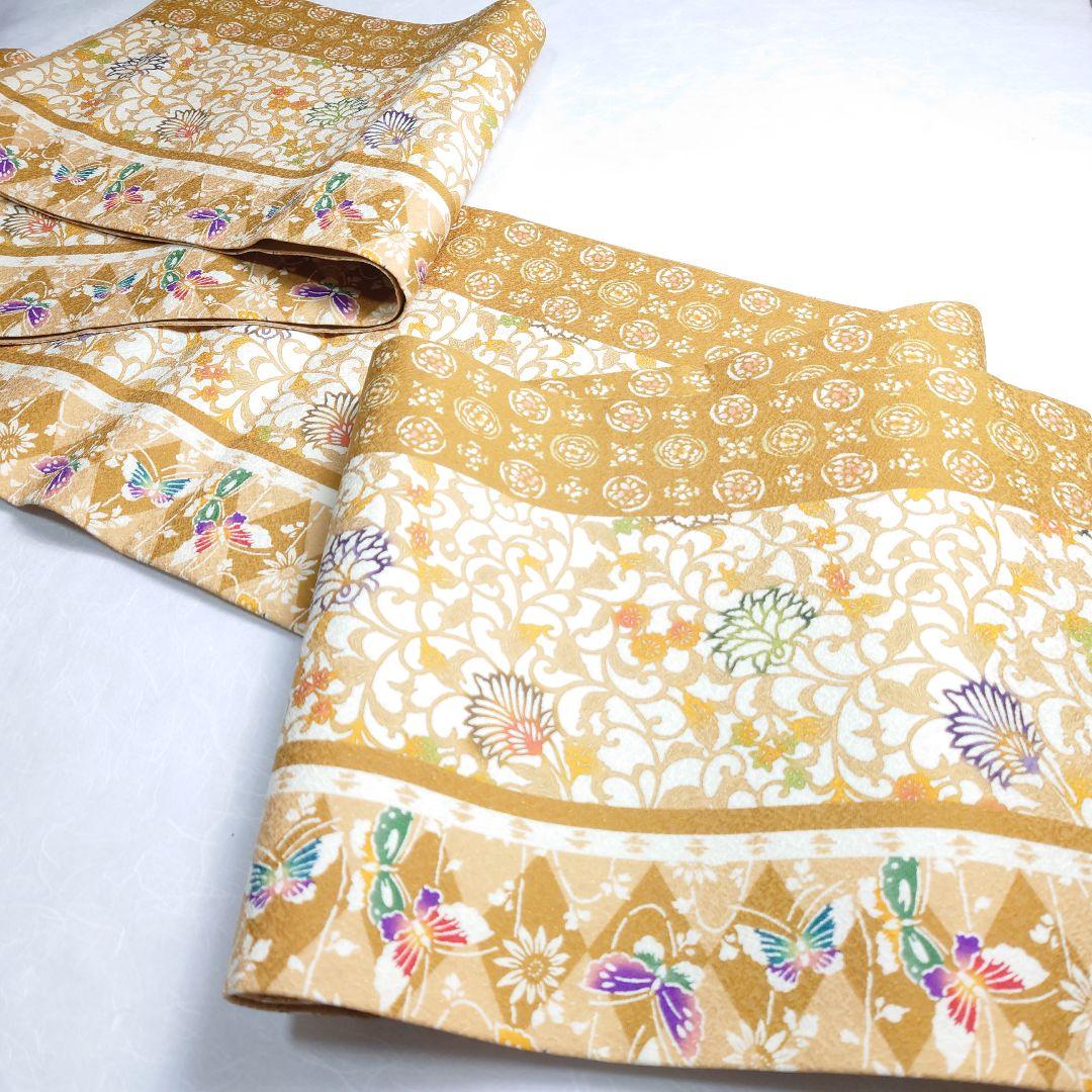 正絹 袋帯 全通柄 江戸紅型 びんがたそめ 洋唐草 逸品 美品