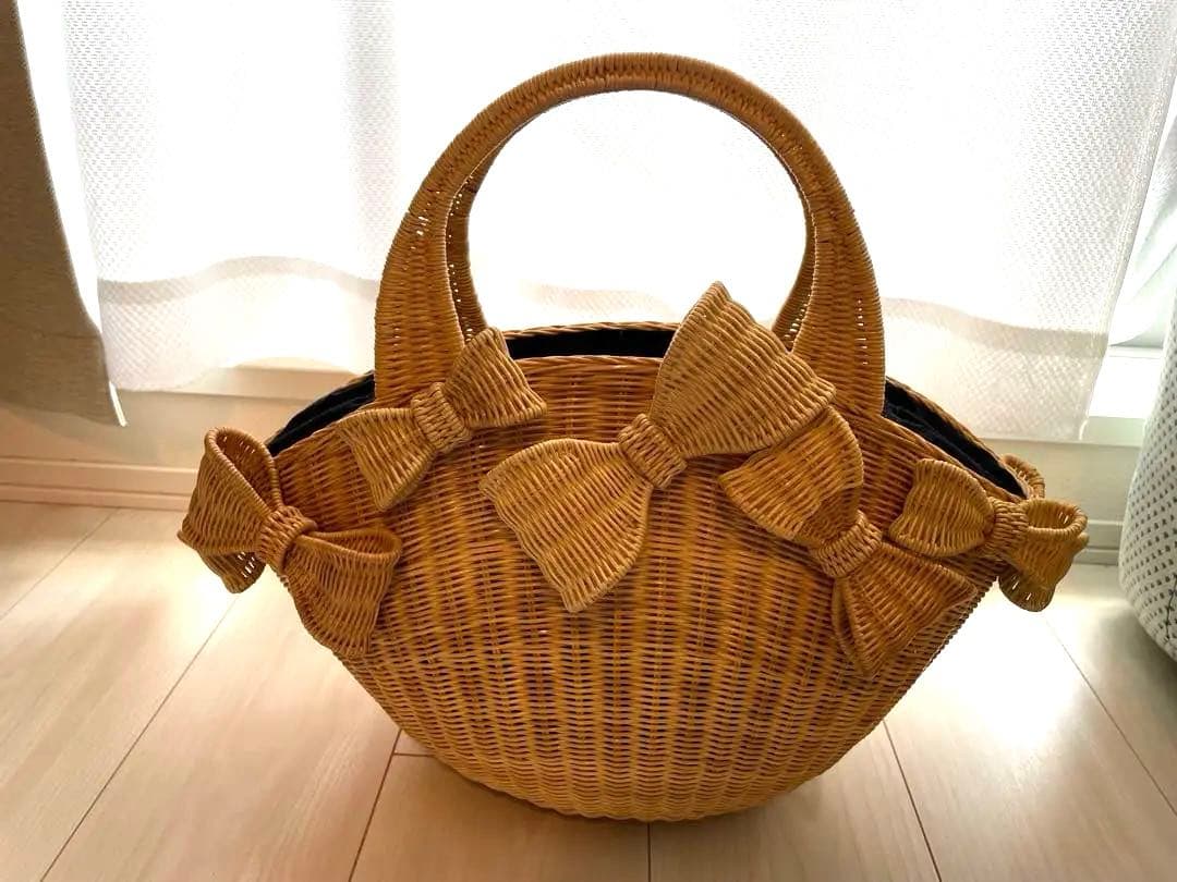 アナトリエ　カゴバッグ　リボン