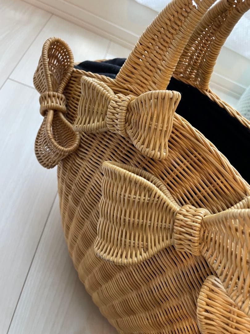 アナトリエ　カゴバッグ　リボン