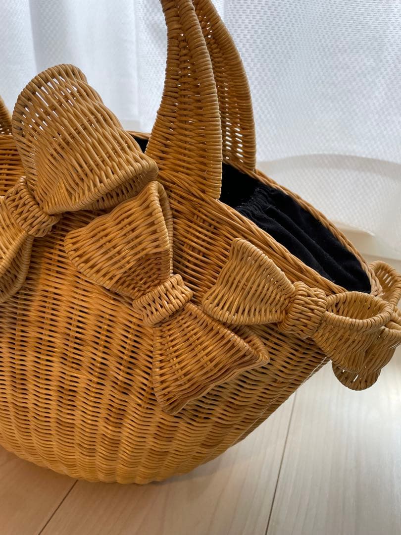 アナトリエ　カゴバッグ　リボン