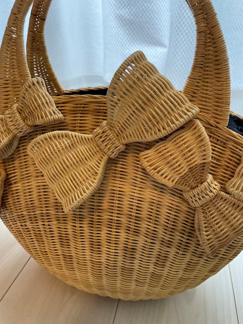 アナトリエ　カゴバッグ　リボン