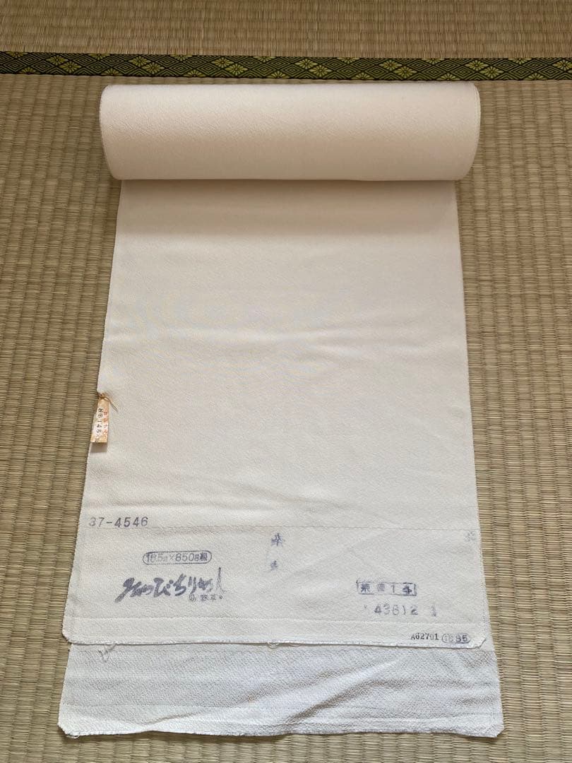 反物　みやびちりめん　正絹　白生地　無地　未仕立て　着物/i019