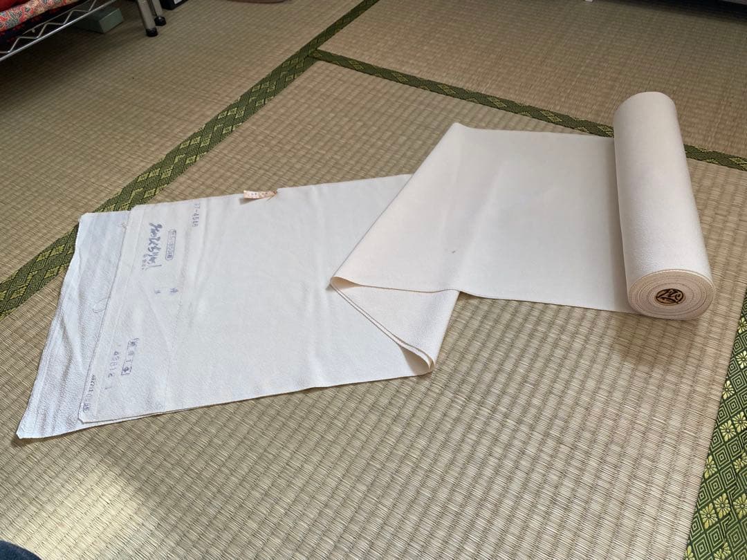 反物　みやびちりめん　正絹　白生地　無地　未仕立て　着物/i019