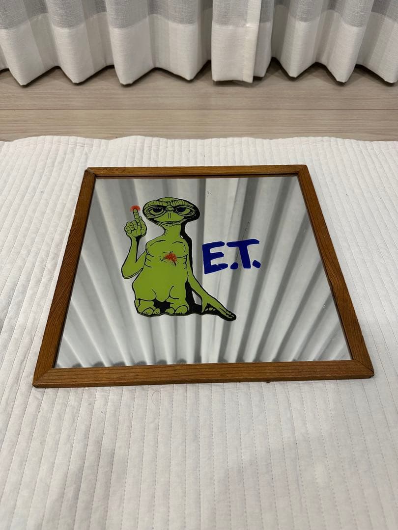 超レア ビンテージ　80s E.T.キャラクター 壁掛け鏡 木製フレーム