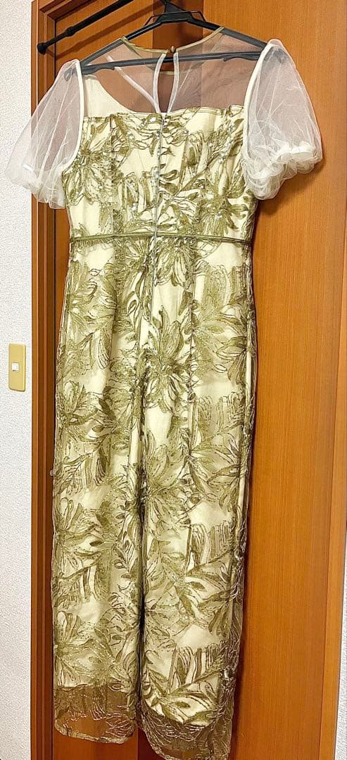 【LEJA】アシンメトリーシアーフラワードレスワンピース 結婚式 ドレス　S