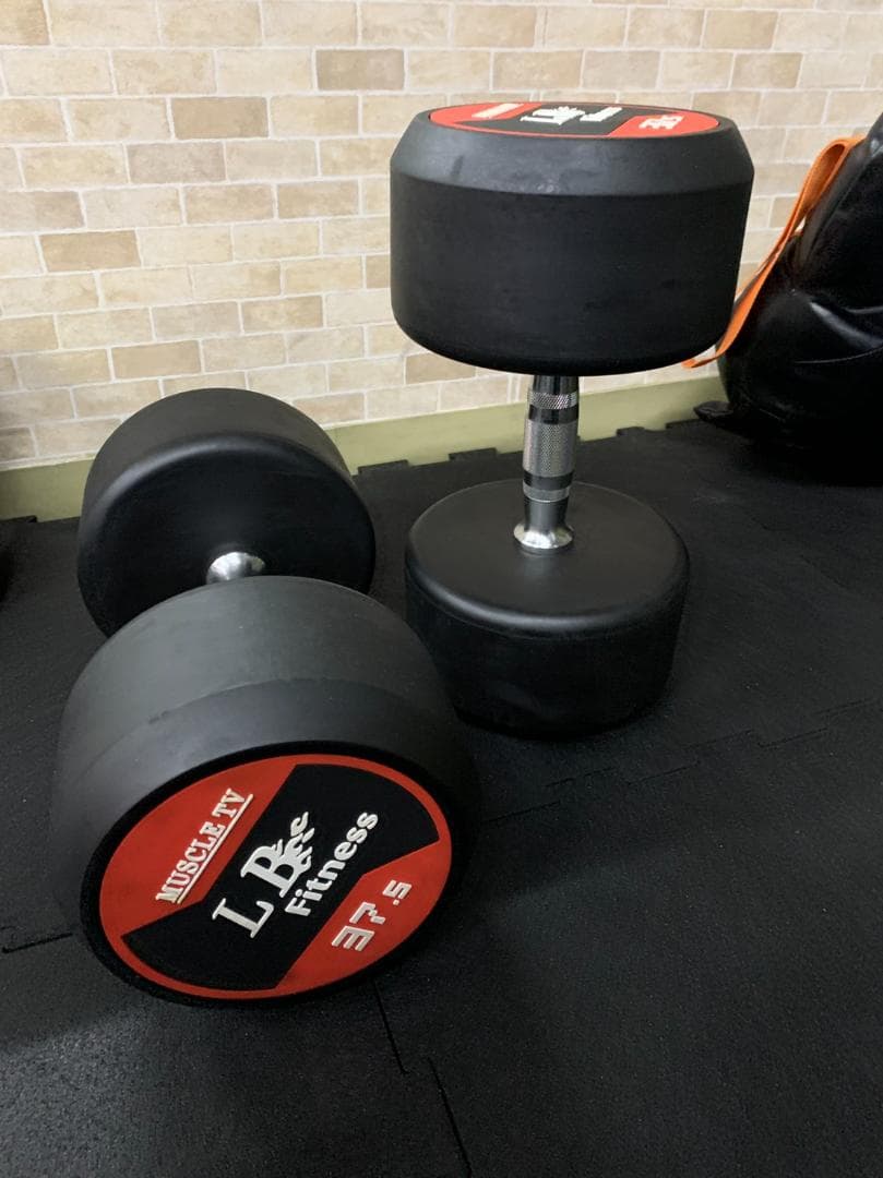 【30％OFF】ラバーダンベル 丸型 37.5kg×2個セット（合計75kg）