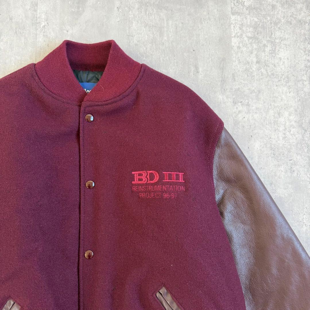 Holloway 90s USA製 ウール×レザー スタジャン ワインレッド L