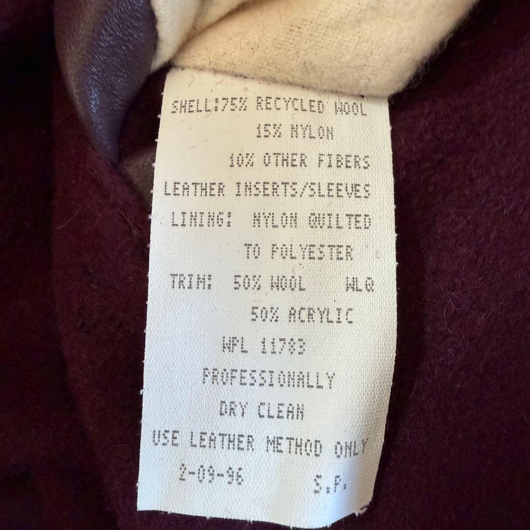 Holloway 90s USA製 ウール×レザー スタジャン ワインレッド L