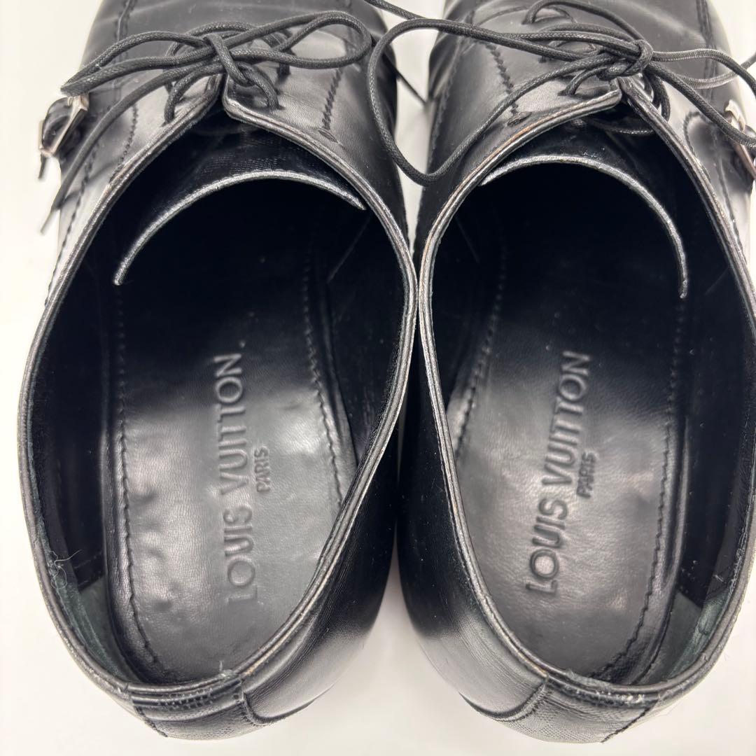 LOUIS VUITTON ダミエ型押し レザーシューズ ブラック 8 正規品