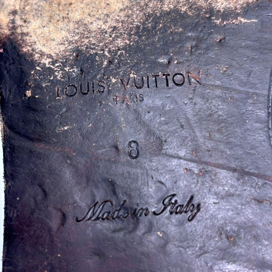 LOUIS VUITTON ダミエ型押し レザーシューズ ブラック 8 正規品