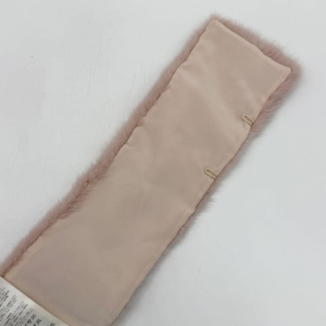 【極美品】フェンディ ティペット ミンクファー 毛皮 スタッズ リボン ピンク