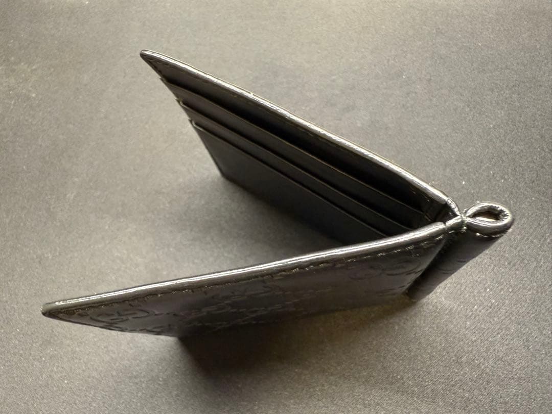 BOY　GUCCI ブラック レザー マネークリップ