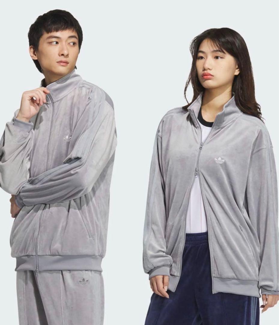 1月7日まで値下げ中‼️adidas トラックジャケット　ジャージ　ベロアグレー