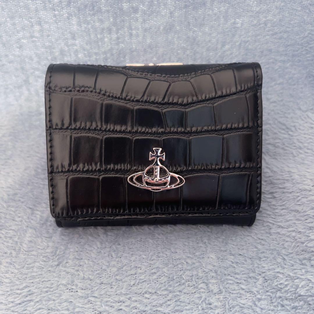 Vivienne Westwood黒 クロコダイル風 三つ折り財布