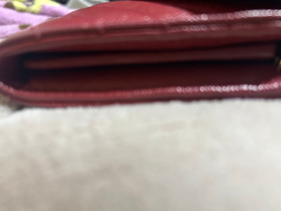 イブサンローラン ワインレッド 長財布ステッチ キャビアスキン YSL