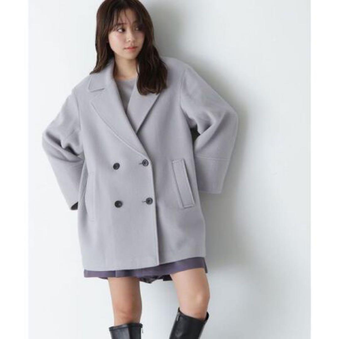美品✨ナチュラルビューティー　2024　ダブルブレストフォルムミドルコート　M
