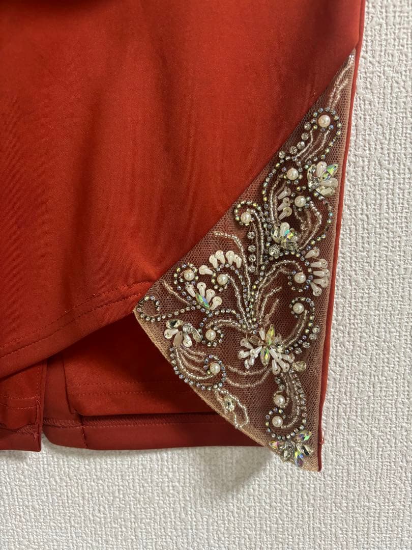 AngelR オレンジビジュー装飾キャバドレス