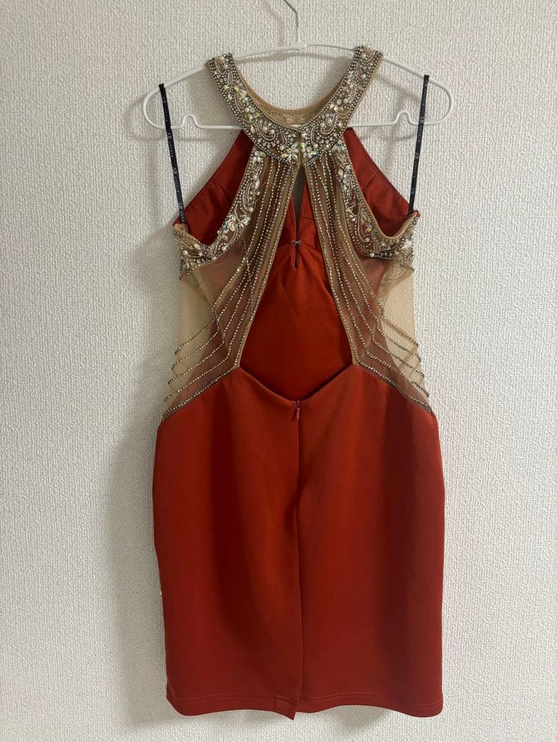 AngelR オレンジビジュー装飾キャバドレス