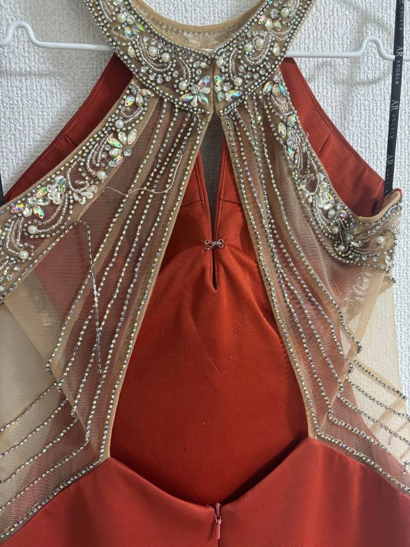 AngelR オレンジビジュー装飾キャバドレス