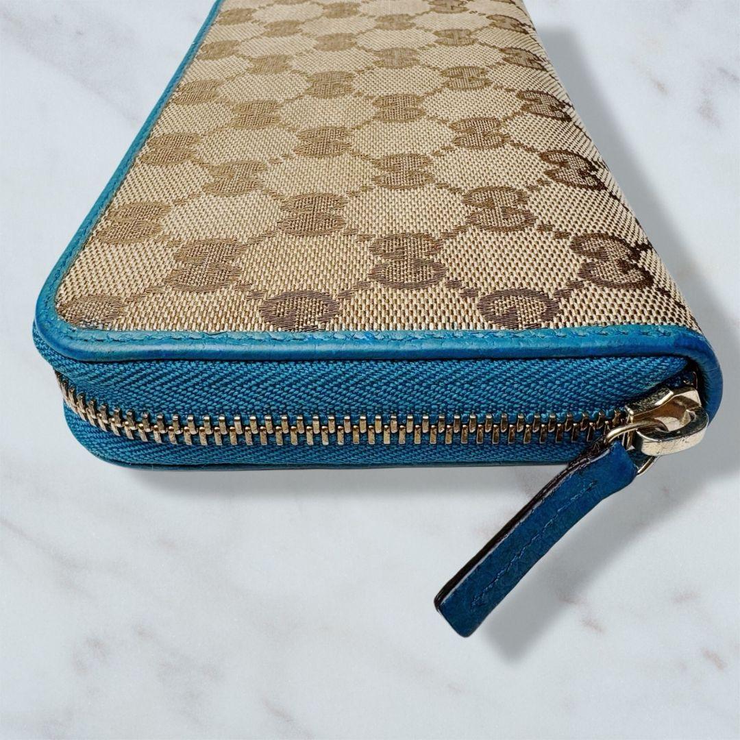 01 美品 GUCCI 長財布 ラウンドファスナー GG柄 o9