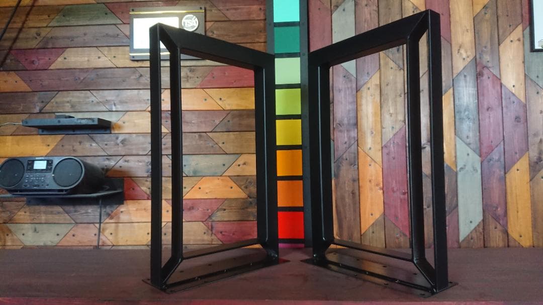 マットでアイアンな極太＆フラット鉄脚♪ 100×600×700 □型 2脚ver