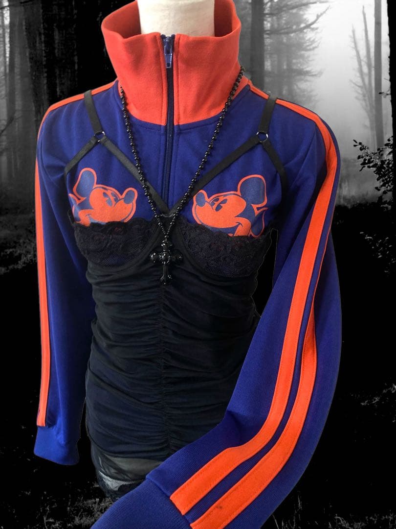 レア✴︎00s2本線ミッキートラックジャケットy2k古着屋フェアリーグランジロック