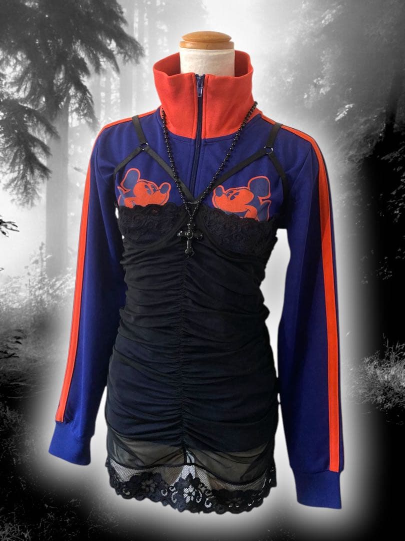 レア✴︎00s2本線ミッキートラックジャケットy2k古着屋フェアリーグランジロック