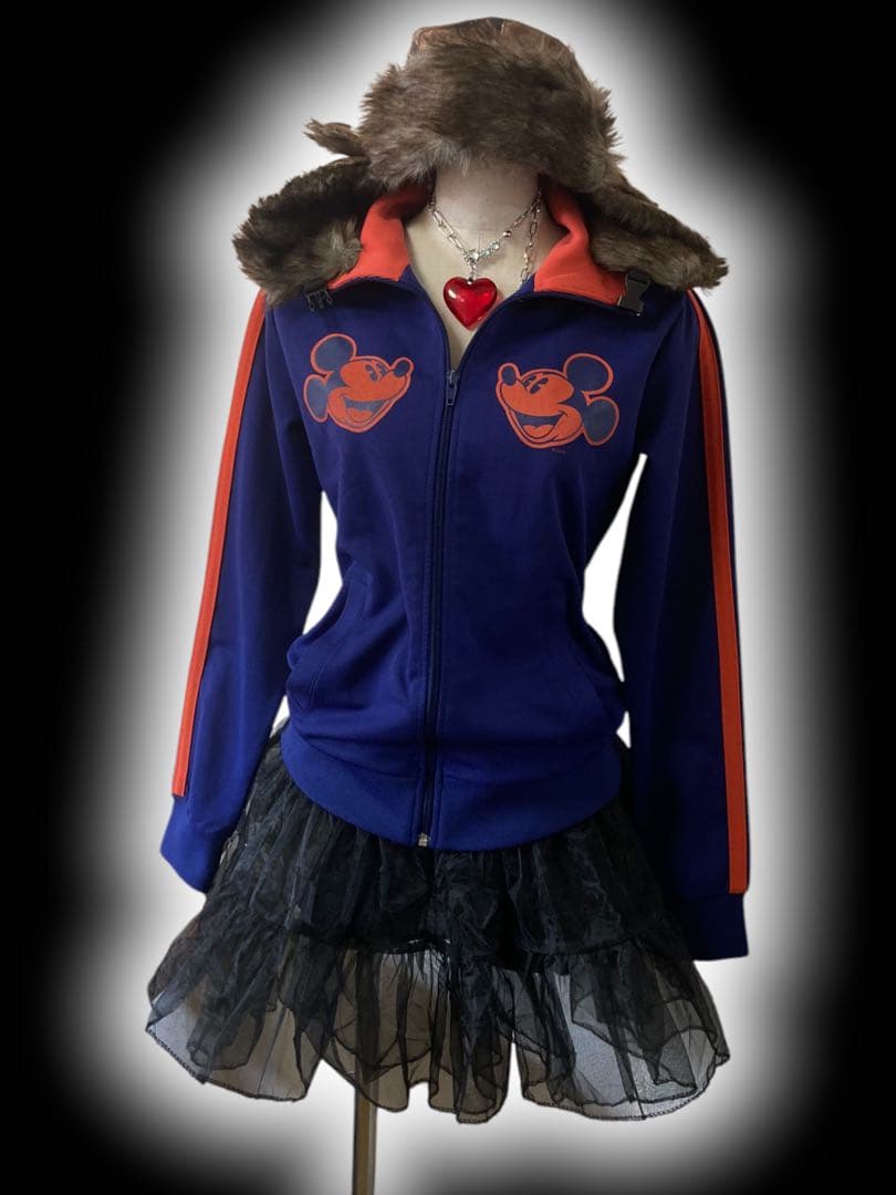 レア✴︎00s2本線ミッキートラックジャケットy2k古着屋フェアリーグランジロック