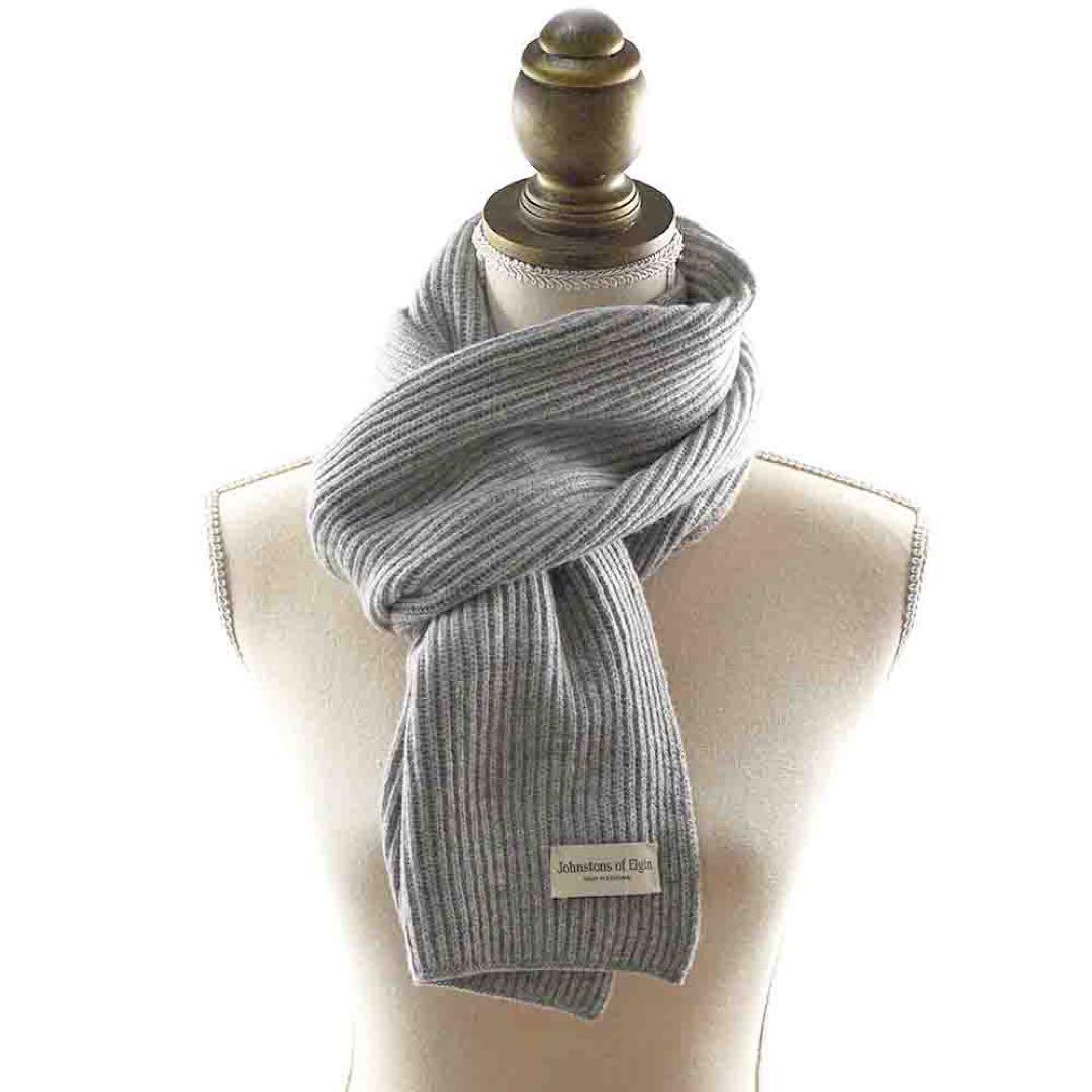 ジョンストンズ⭐️カシミヤ　リブ　ニット　ストール⭐️マフラー
