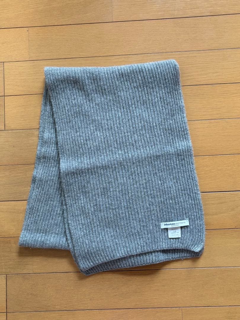 ジョンストンズ⭐️カシミヤ　リブ　ニット　ストール⭐️マフラー