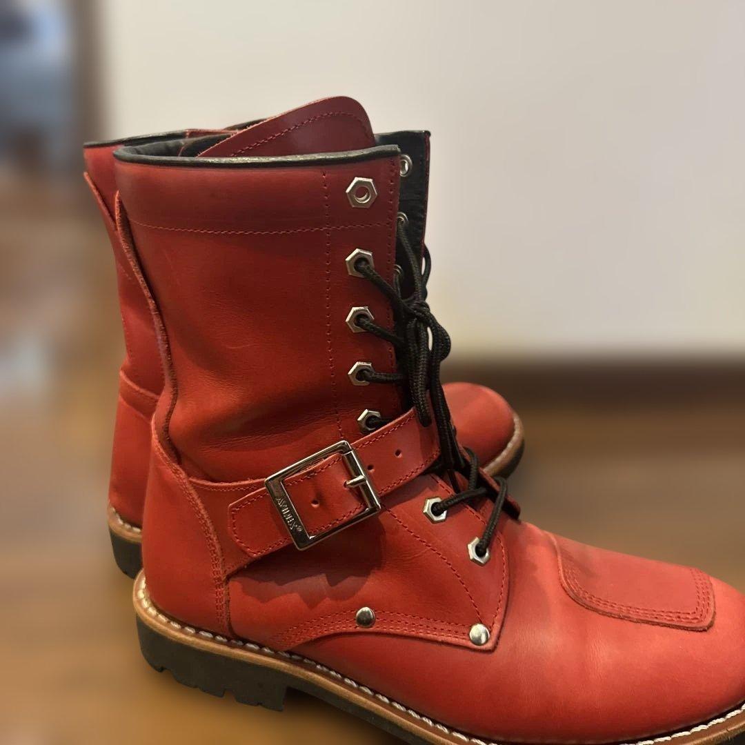 アヴィレックス　YAMATO AV2100レッドレザーバイカーブーツ　27