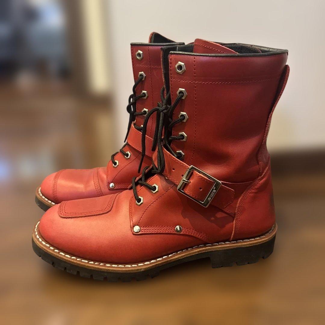 アヴィレックス　YAMATO AV2100レッドレザーバイカーブーツ　27