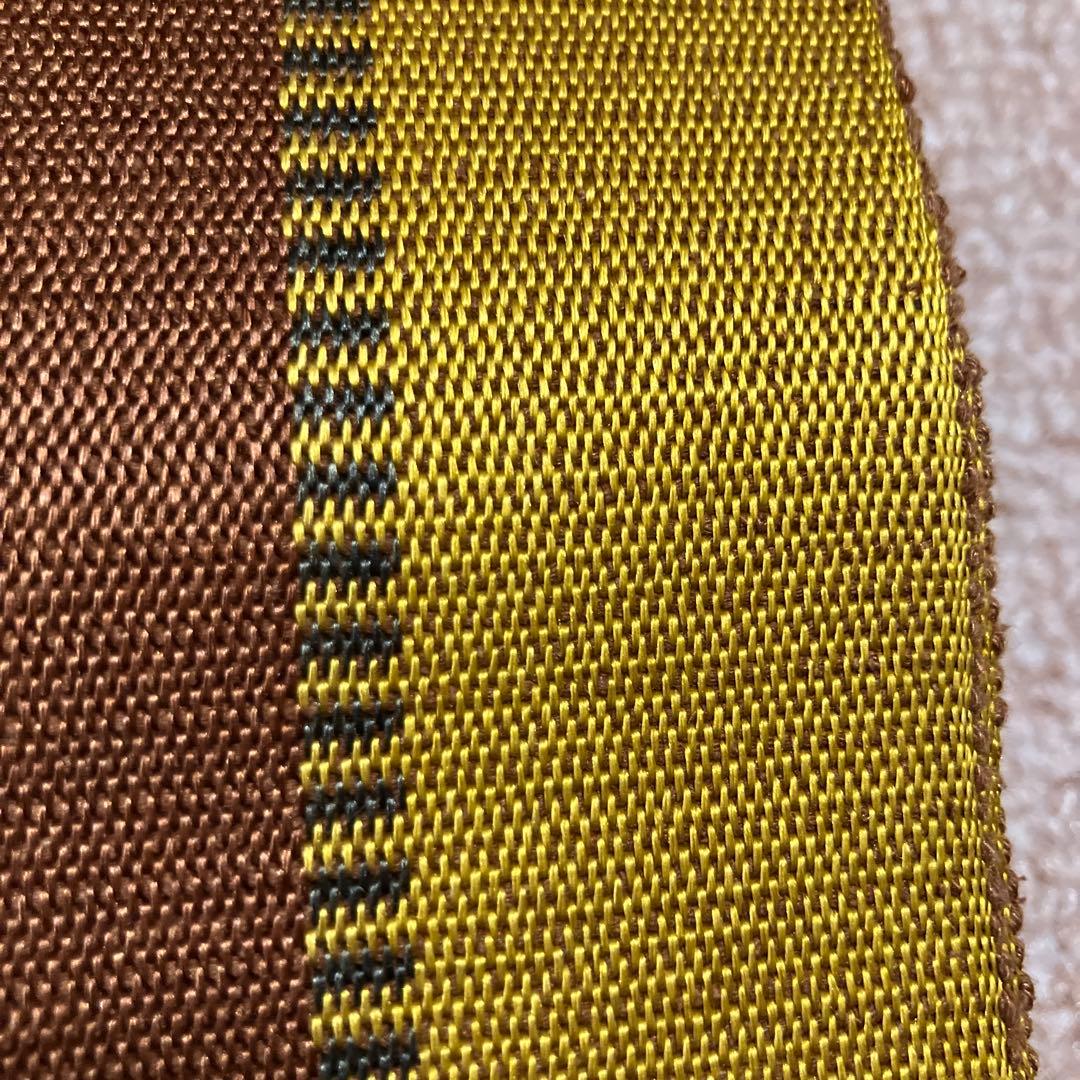 ④ 黄八丈　八寸名古屋帯　未仕立て　苅安　縞