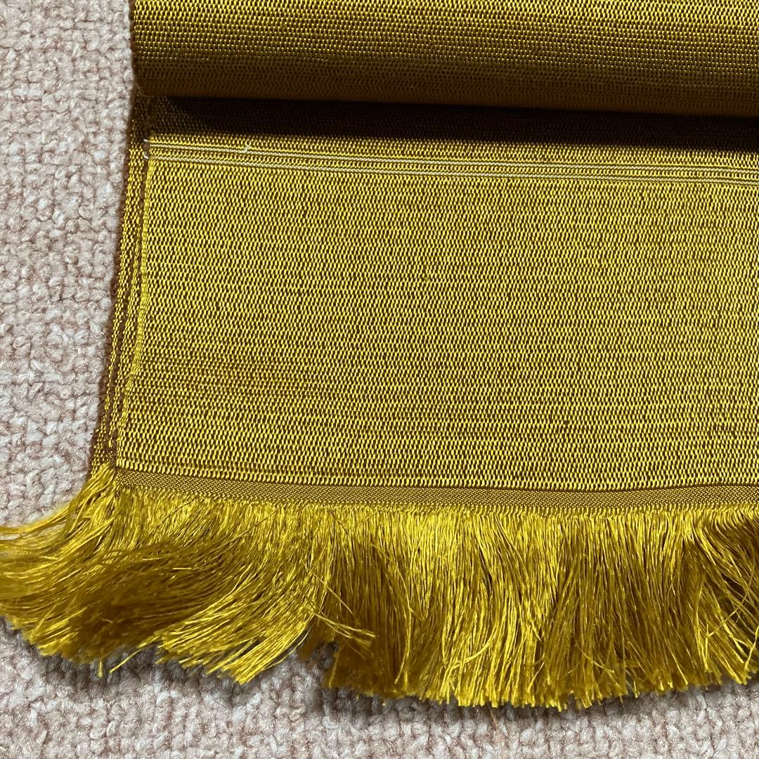 ④ 黄八丈　八寸名古屋帯　未仕立て　苅安　縞