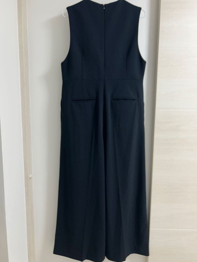 極美品 ボールジィ ジョーゼットジャージー Vネックオールインワン ネイビー