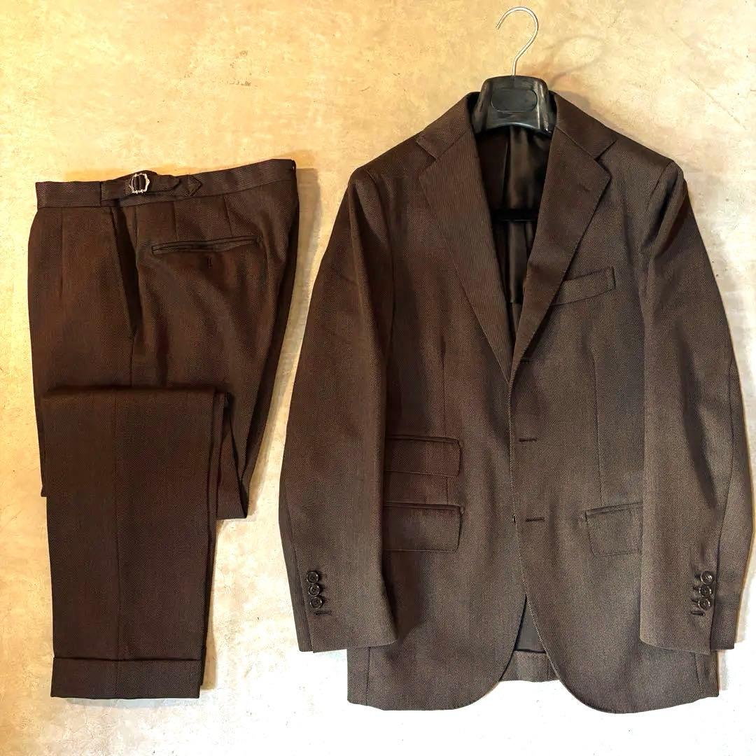 De Petrillo ブラウン キャバルリーツイルスーツ　サイズ44