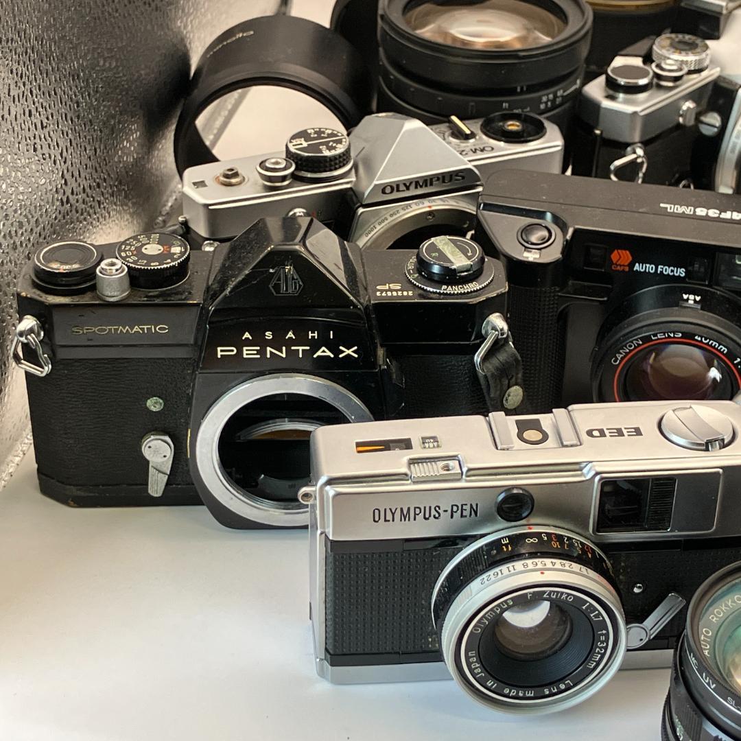 動作未確認・ジャンク、フィルムカメラ、レンズ、フードなど