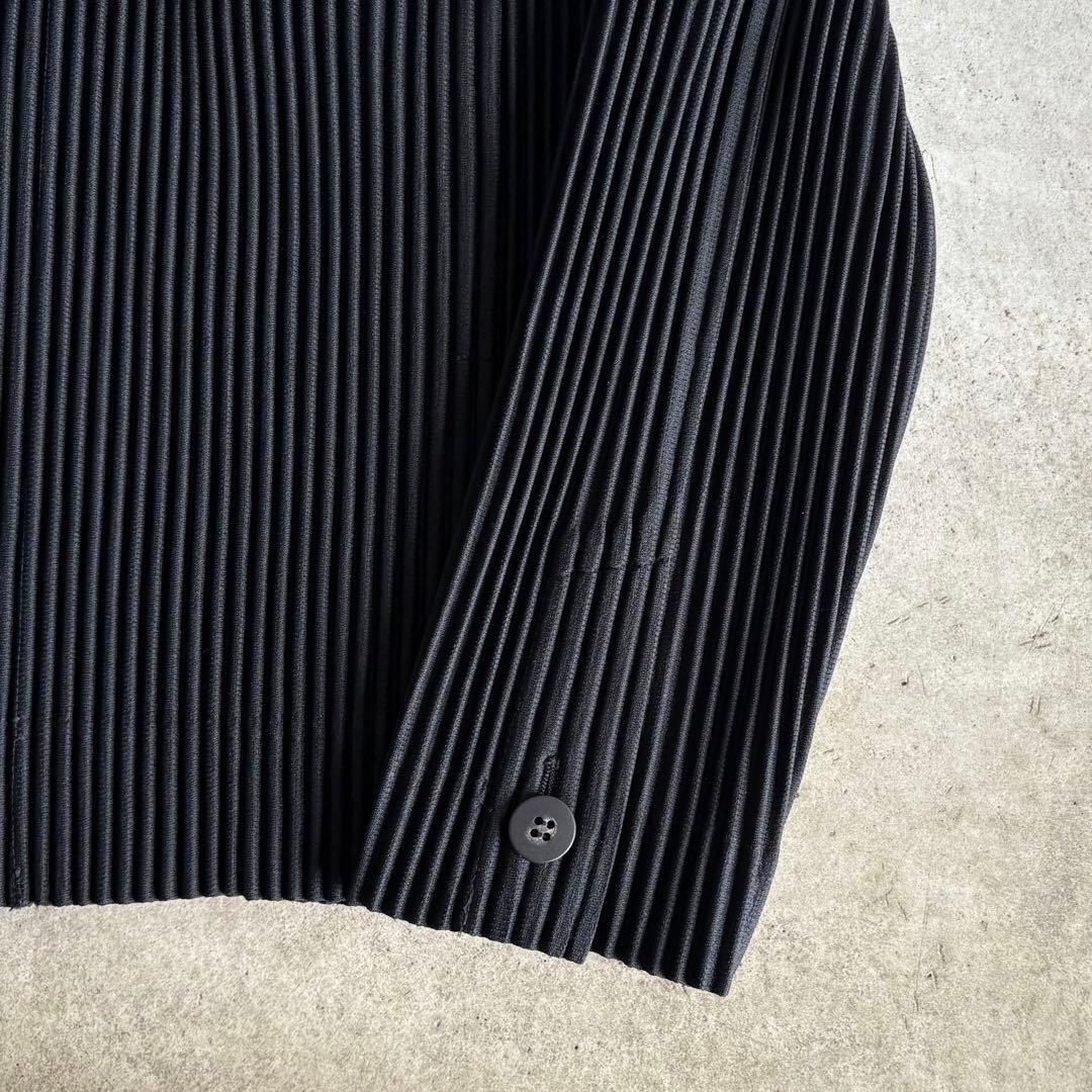 美品 HOMME PLISSE ノーカラージャケット 2 ブラック