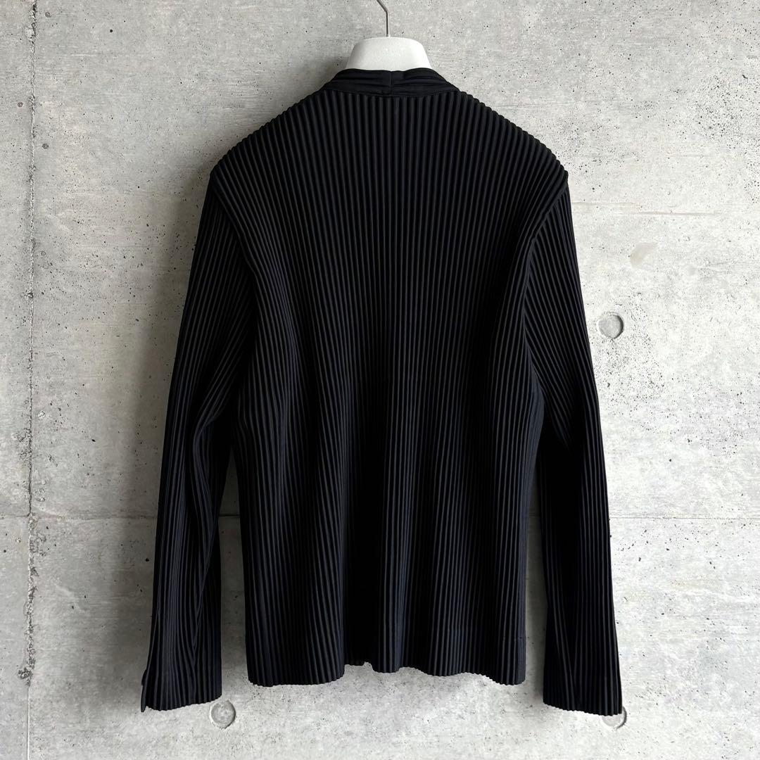 美品 HOMME PLISSE ノーカラージャケット 2 ブラック