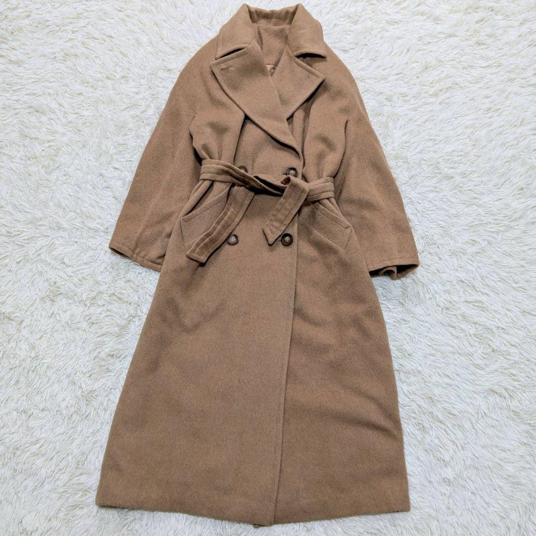 バーバリー チェスターコート キャメル100% ダブル ベルト ベージュ L