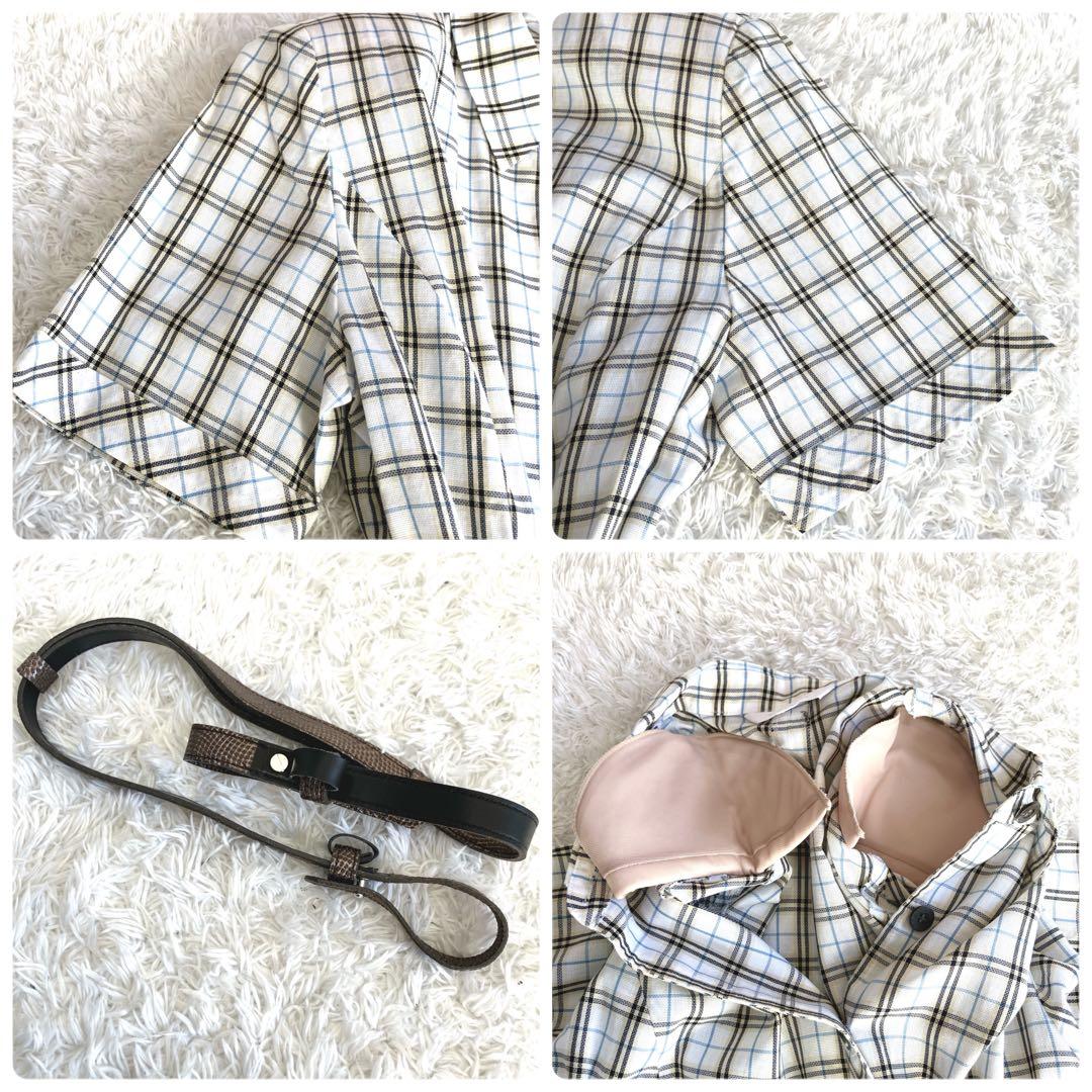 希少✨46サイズ バーバリー シャツワンピース ノバチェック マキシ ベルト 白